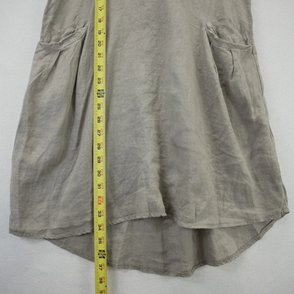 Bellambra Italy Linen Crochet Lace Shift Dress Tan Beige Sleeveless NWT Small - Picture 4 of 9